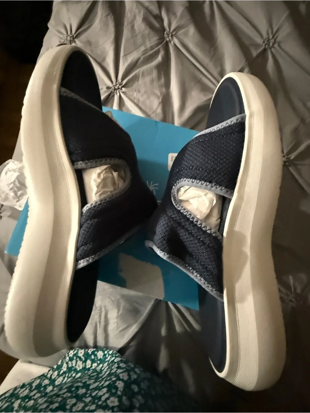 Cloudsteppers by Clarks Navy and white Slip-On PillowSoft Slide Sandal